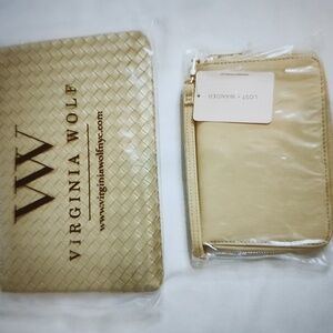NIB Lost+Wander Passport Wallet with Virginia Wolf Curateur Golden Woven Clutch